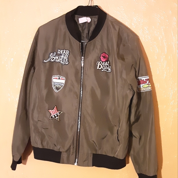 Soma Jackets & Blazers - Soma Olive Bomber Jacket with Patches Might Be Large Or Xl